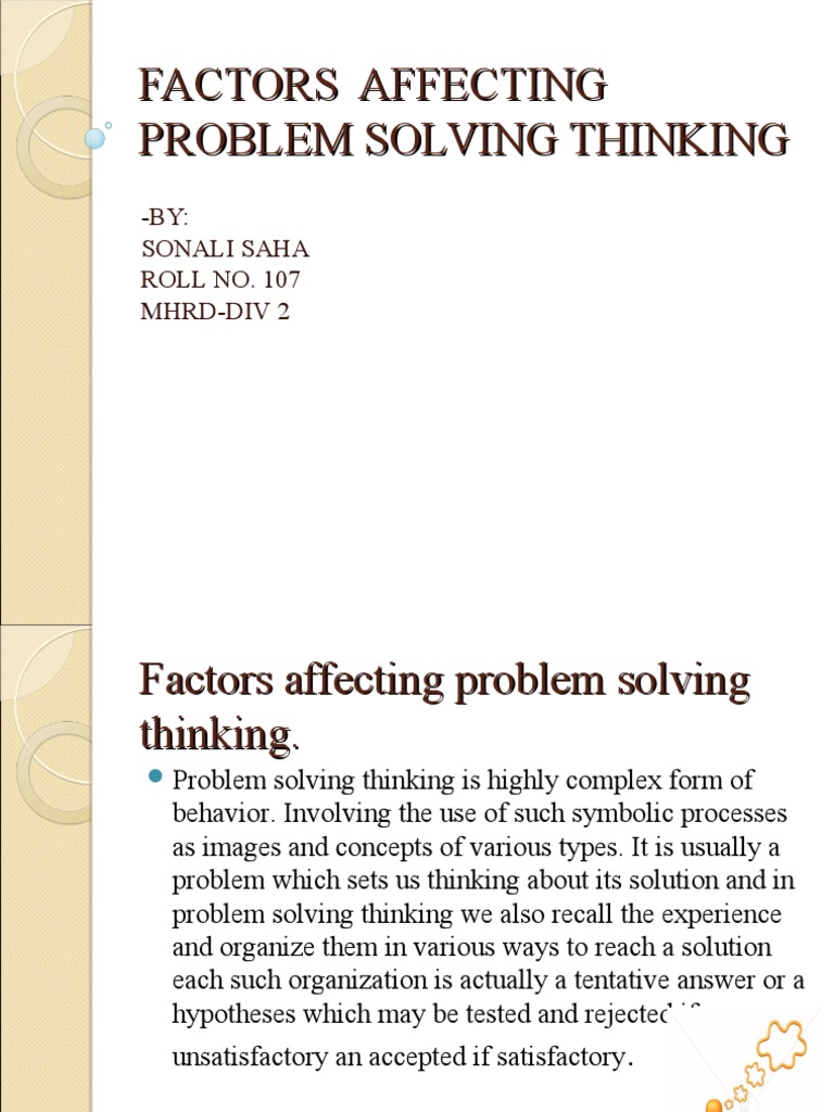 Factors Influencing Problem Solving | PDF | Psychology | Cognition