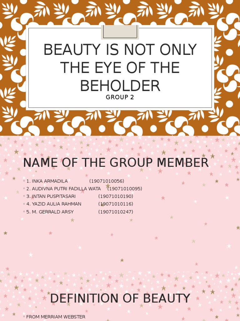 Beauty Is Not Only in The Eye of The Holder | PDF
