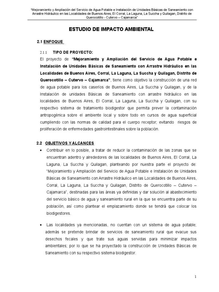 2.00 Estudio de Impacto Ambiental | PDF | Entorno natural | Saneamiento