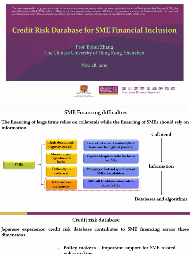 Session 2-4: Credit Risk Database For SME Financial Inclusion by Bohui ...