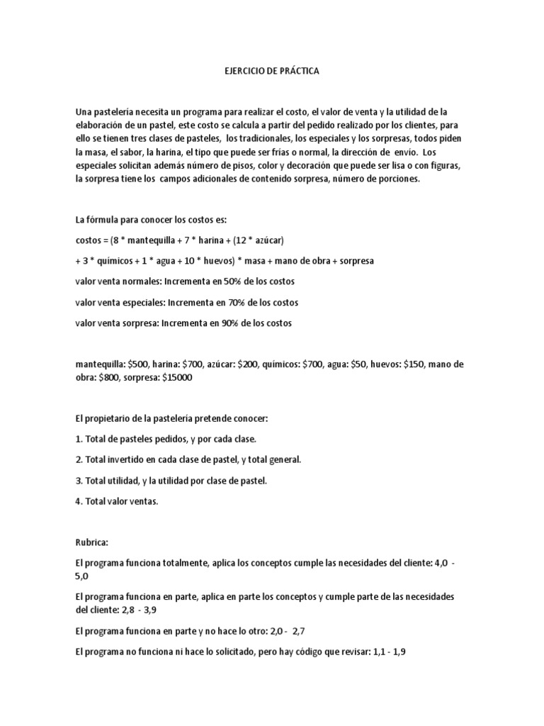 Ejercicio de Práctica Java | PDF | Negocios | Cocina, comidas y vino