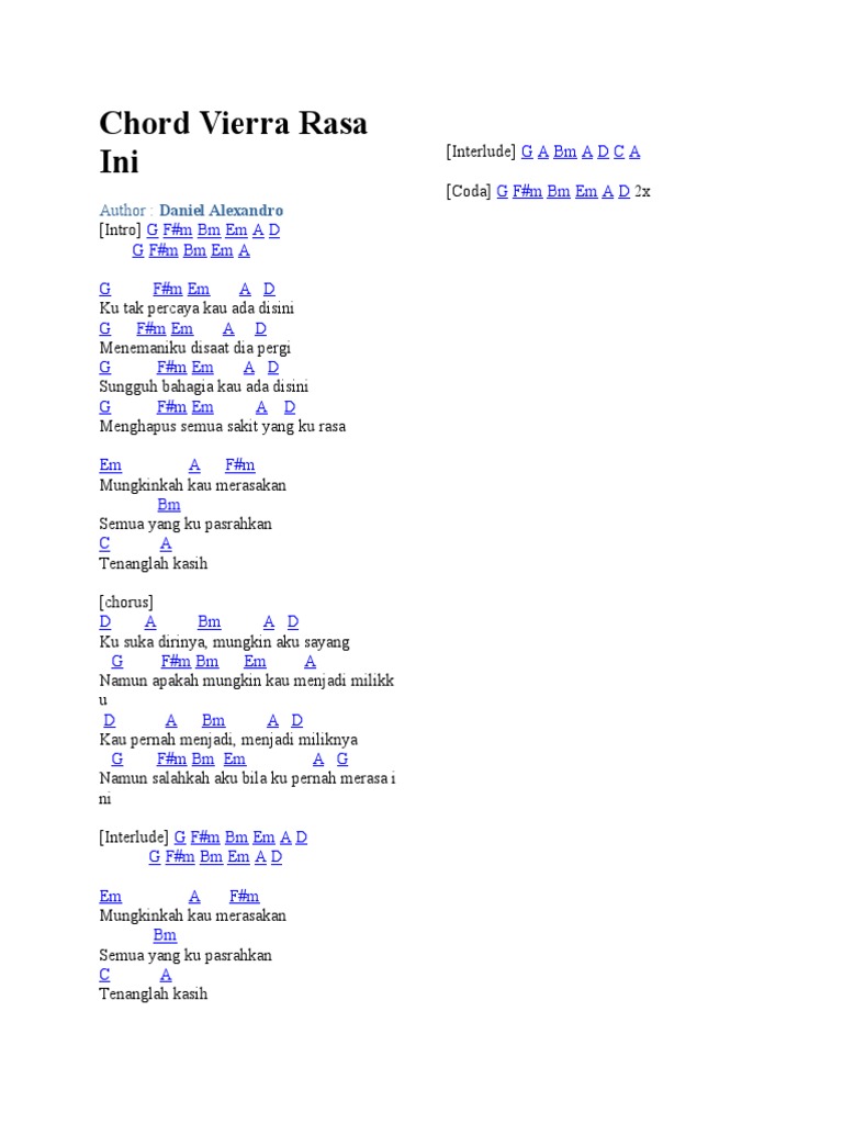 Chord Vierra Rasa Ini: G A BM A D C A G F#M BM em A D | PDF