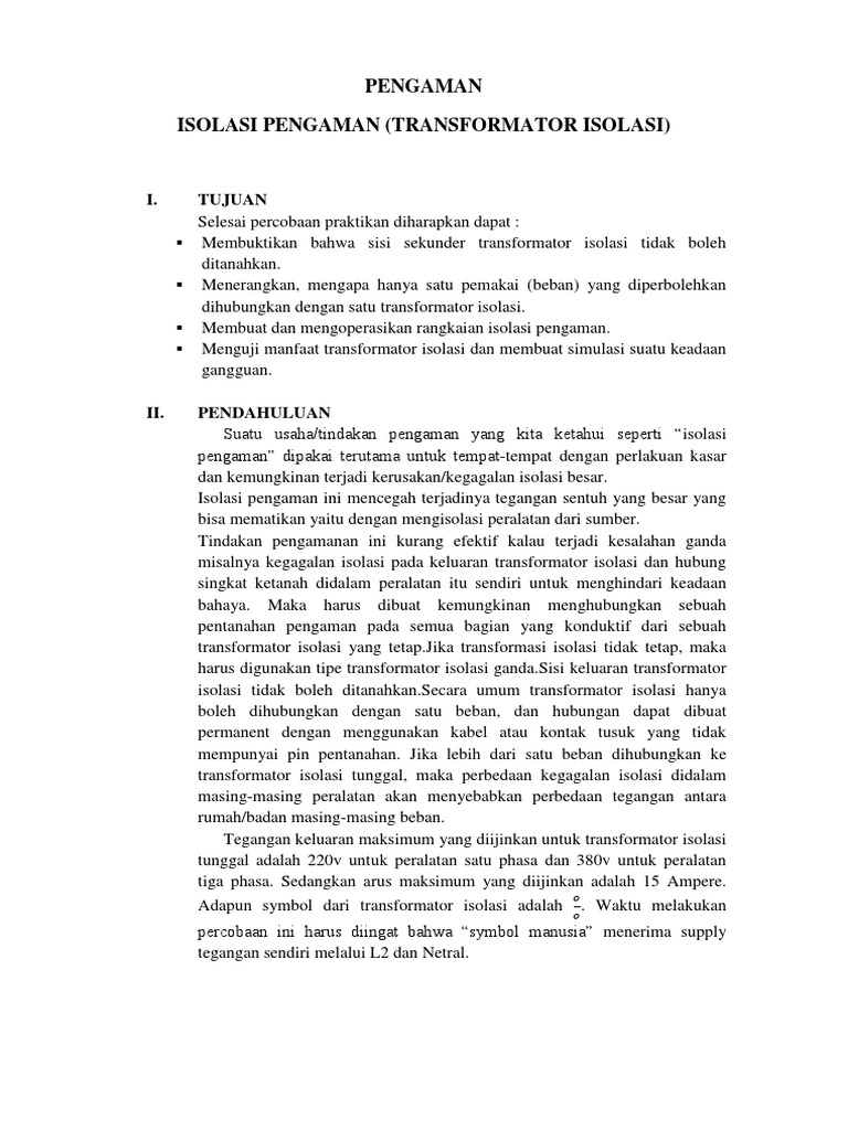 Pengujian Transformator Isolasi 220V | PDF