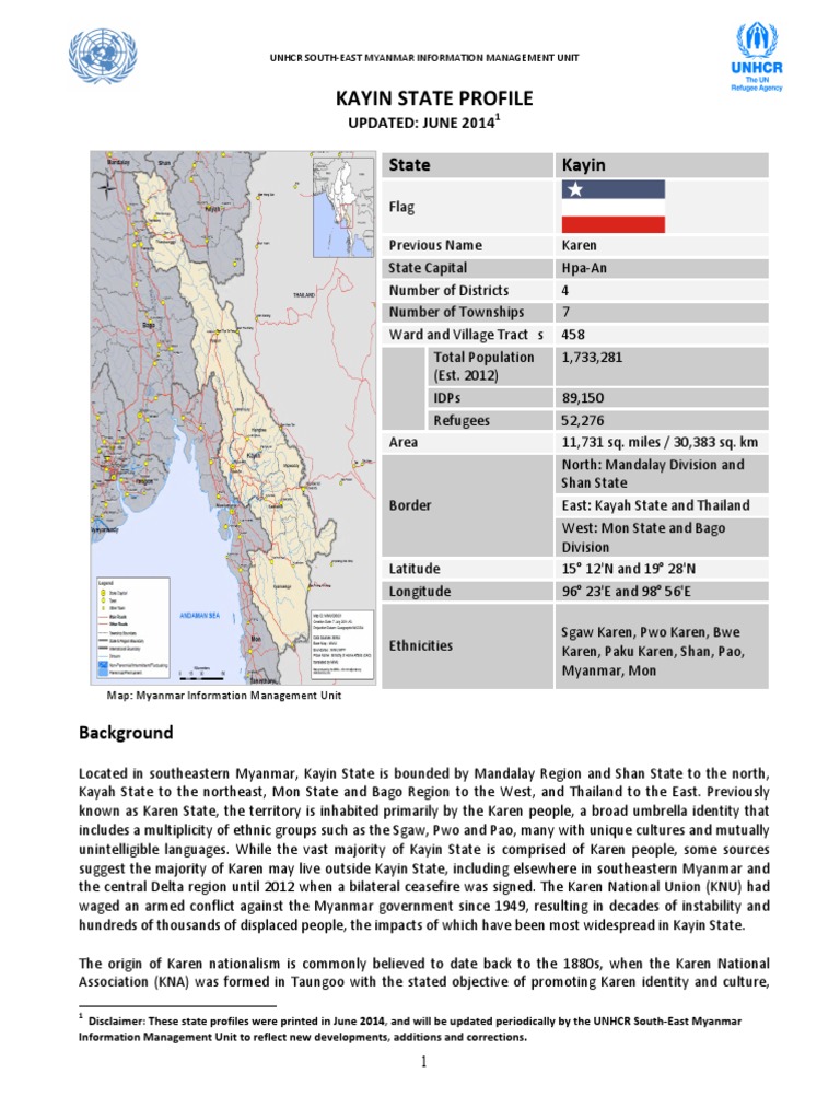 Kayin State Profile Overview | PDF | Myanmar | Politics Of Myanmar