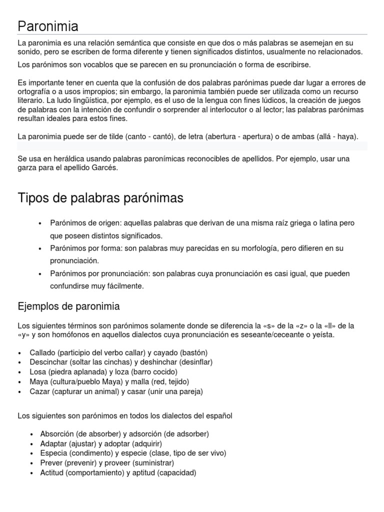 Paronimia | PDF