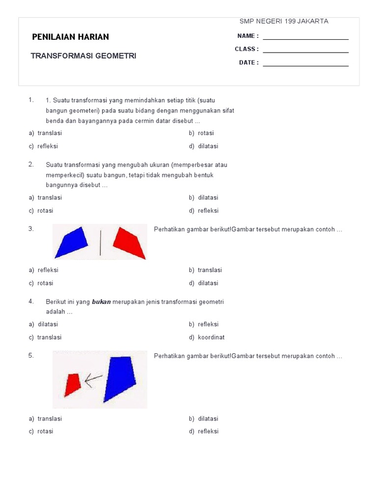 21 Contoh  Soal  Dilatasi Dan Refleksi  Kumpulan Contoh  Soal 