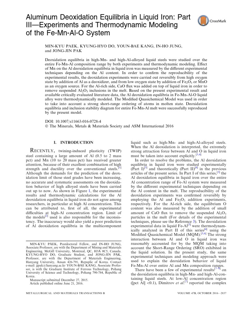 AlO Deoxidation Part 3 With MN PDF Aluminium Oxide Solubility