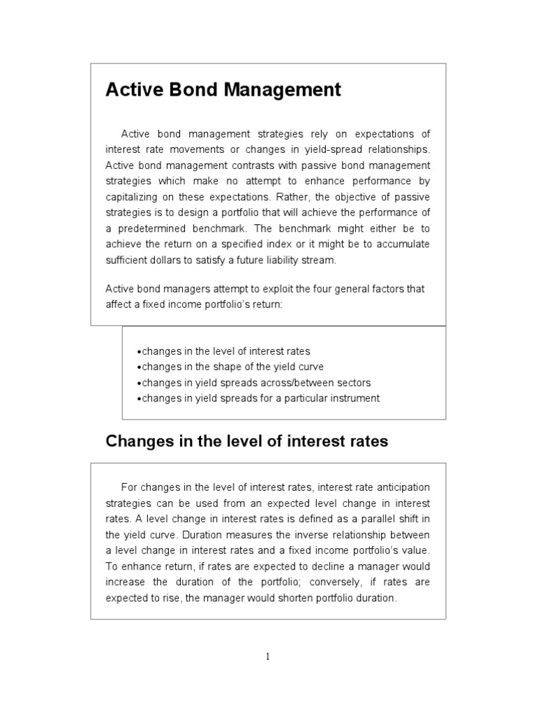 Active Bond Management Bond Duration Bonds (Finance)