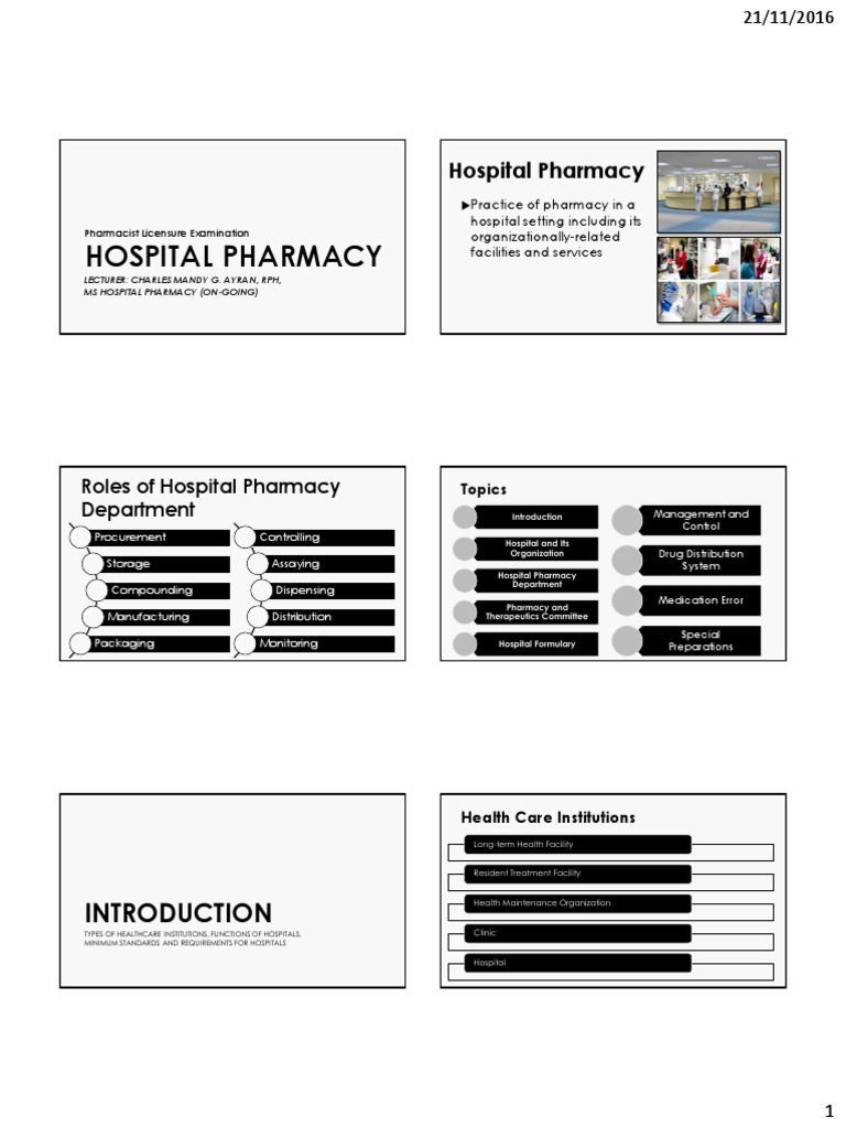 Hospital Pharmacy Overview and Structure | PDF | Pharmacy | Health Care