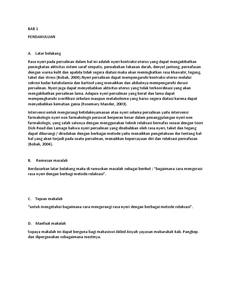 Makalah Nyeri Saat Persalinan