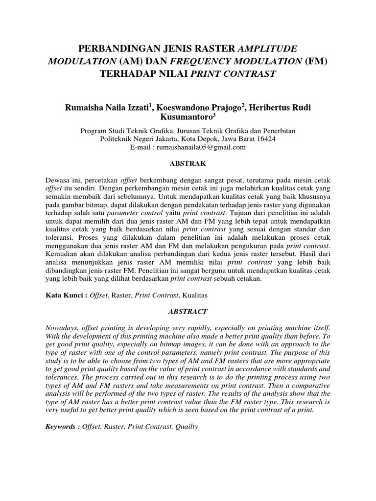 Perbandingan Jenis Raster Amplitude Modulation (Am) Dan Frequency ...