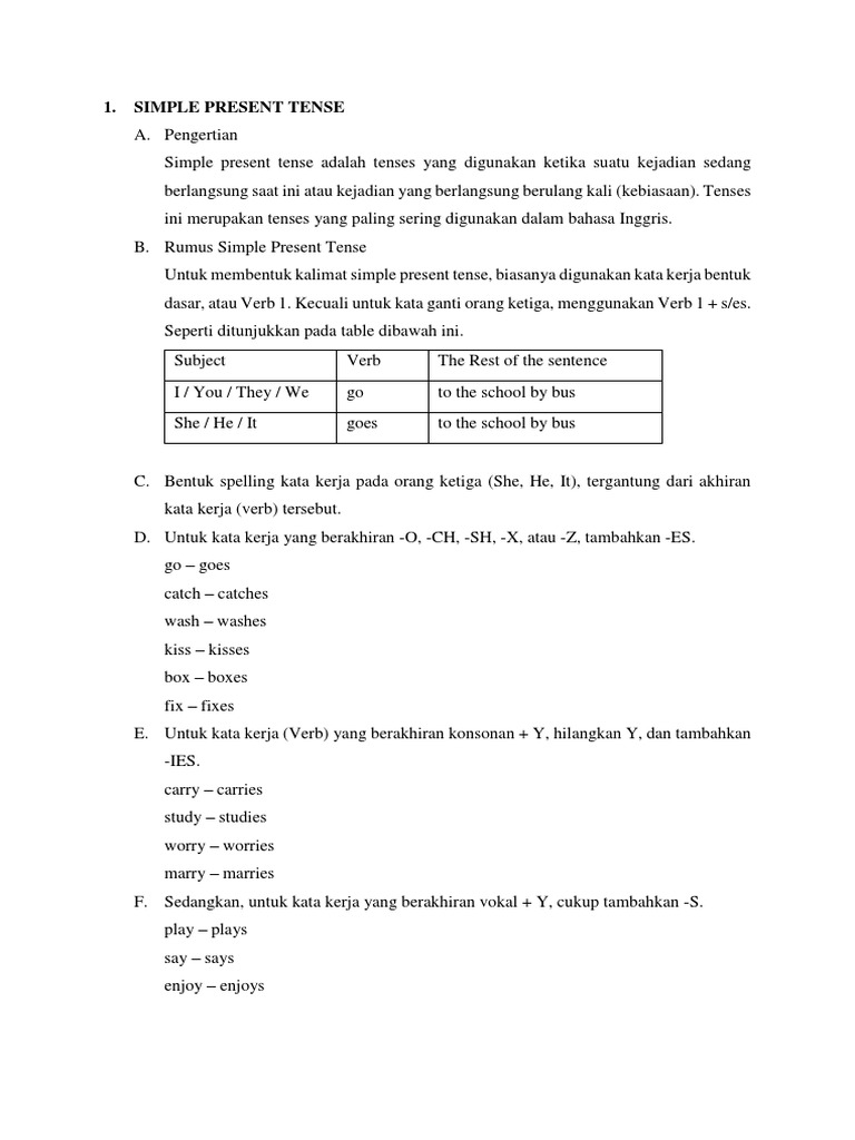 Rumus dan Contoh Simple Present Tense | PDF