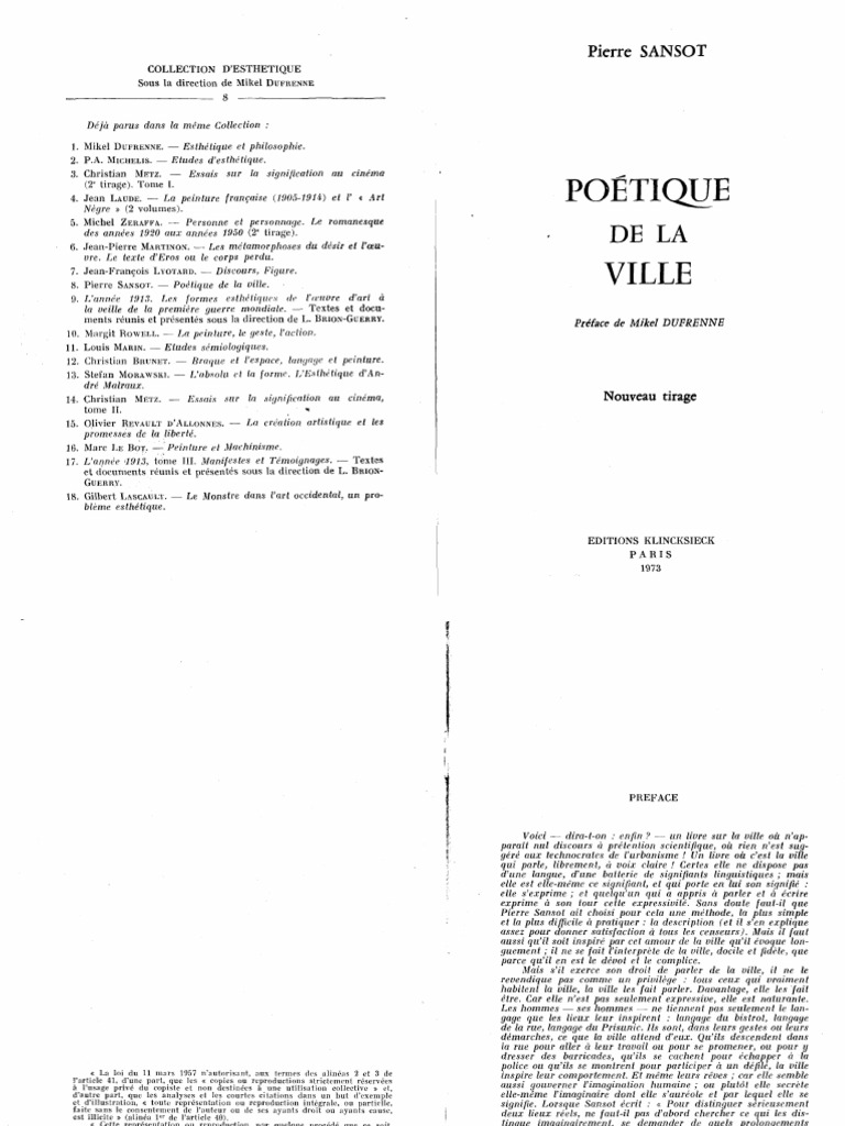 La Poetique De La Ville Poesie Esthetique