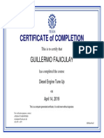 Diesel Engine Tune Up Certificate Completion