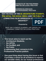 On The Role of BS Architecture Students, The IAPOA, The Social Media and The Public in Correcting False Impression of A Filipino Architect