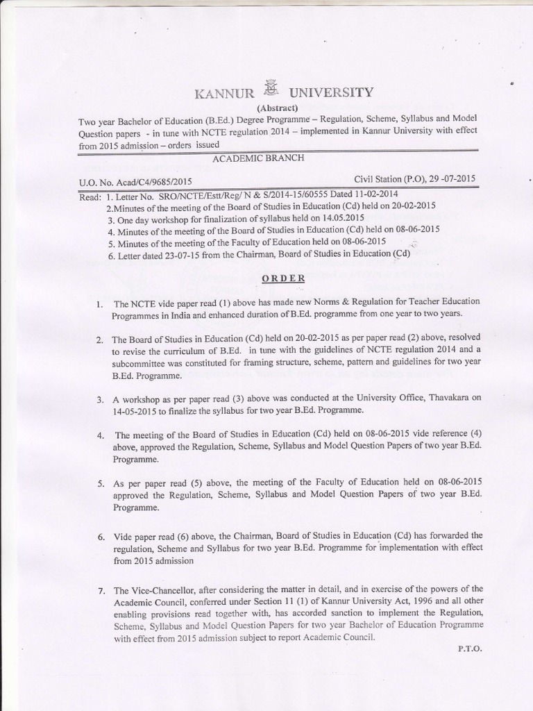 B Ed Syllabus | PDF | University And College Admission | Bachelor's Degree