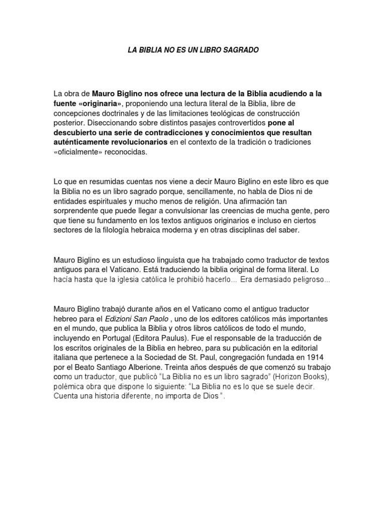 La Biblia No Es Un Libro Sagrado | PDF
