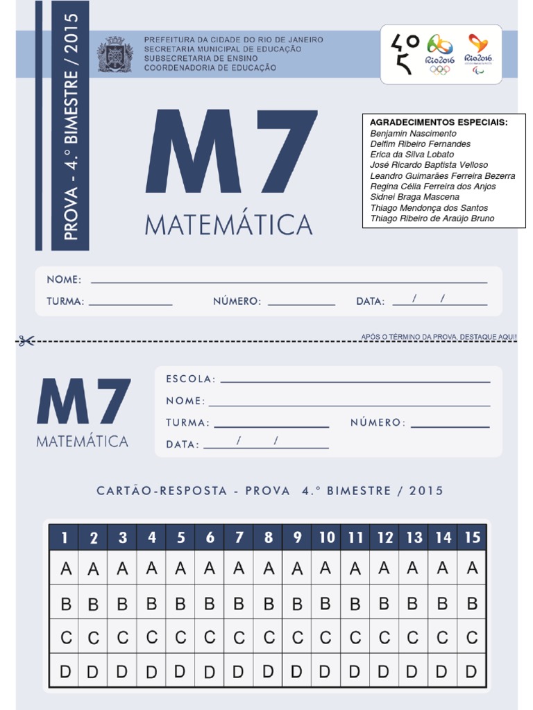 Prova SME - Matemática - 7º ano