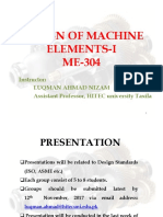 Machine Elements Design Standards Presentation ME-304