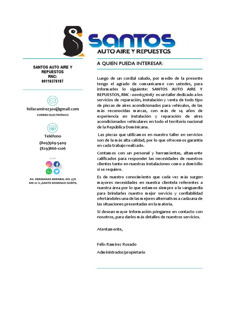 Modelo de Carta para Ofrecer Servicios | PDF