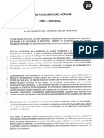 Carta del PP a Meritxell Batet sobre las formulas de acatamiento de la Constitución de los Diputados