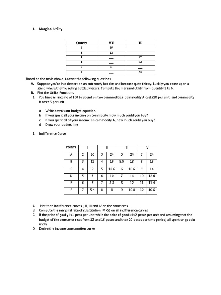 Marginal Utility Quiz | PDF | Utility | Economic Theories