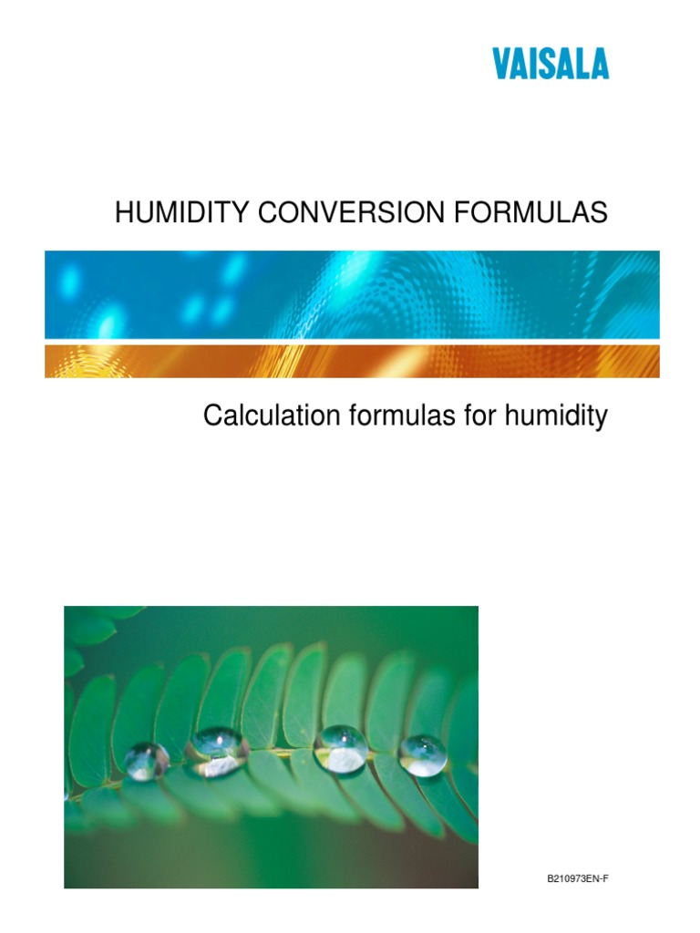 Humidity Conversion Formulas PDF | PDF | Relative Humidity | Water Vapor