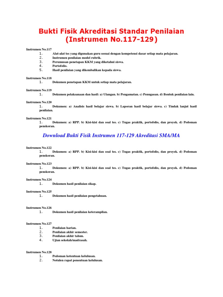 Bukti Fisik Akreditasi 8 Standar PDF