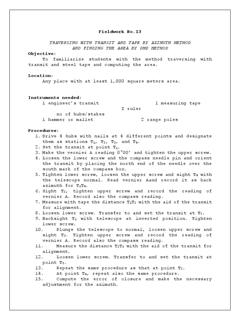 Fieldwork No 5 | PDF | Compass | Measuring Instrument