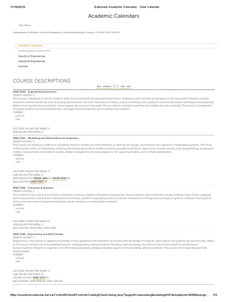 Dalhousie Academic Timetable 2019/2020 | PDF | Mathematical ...