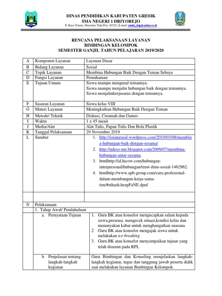 Rpl Konseling Kelompok Bidang Sosial