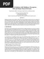 Time Series Forecasting With Multilayer Perceptrons and Elmen Neural Neworks