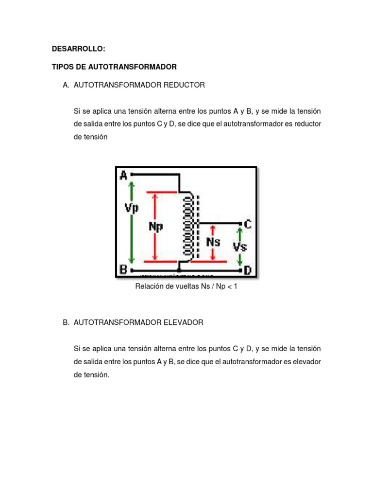 Tipos y Funcionamiento del Autotransformador | PDF | Transformador ...