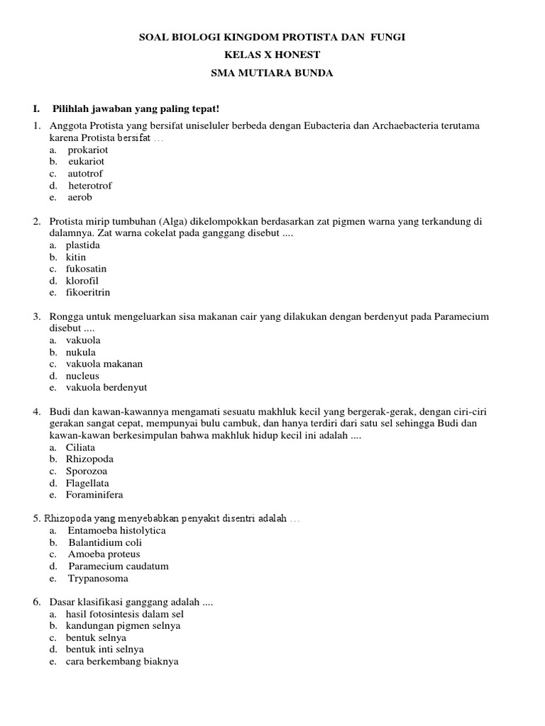 KLASIFIKASI KINGDOM PROTISTA DAN FUNGI | PDF