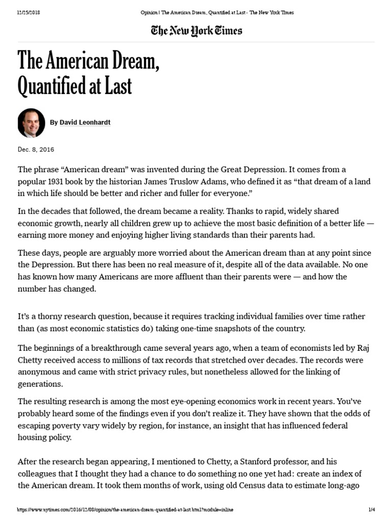 Quantifying the American Dream Today | PDF | Economic Growth | American ...