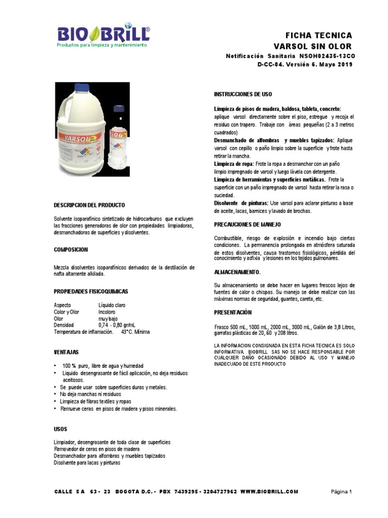 F.T. Varsol Sin Olor, PDF, Solvente