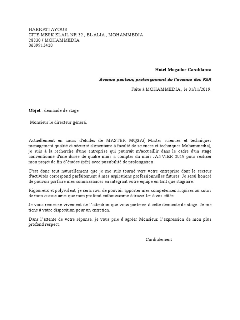 Lettre de Motivation