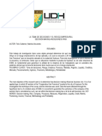 La Toma de Decisones y El Riesgo Empresarial de La Cooperativa San Francisco de Asis Hco - 2019