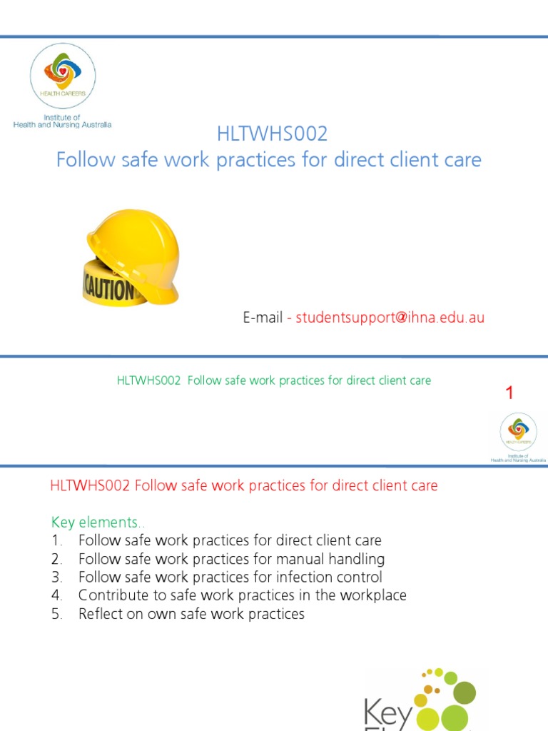 HLTWHS002 HO HLTWHS002Follow Safe Work Practices For Direct Client
