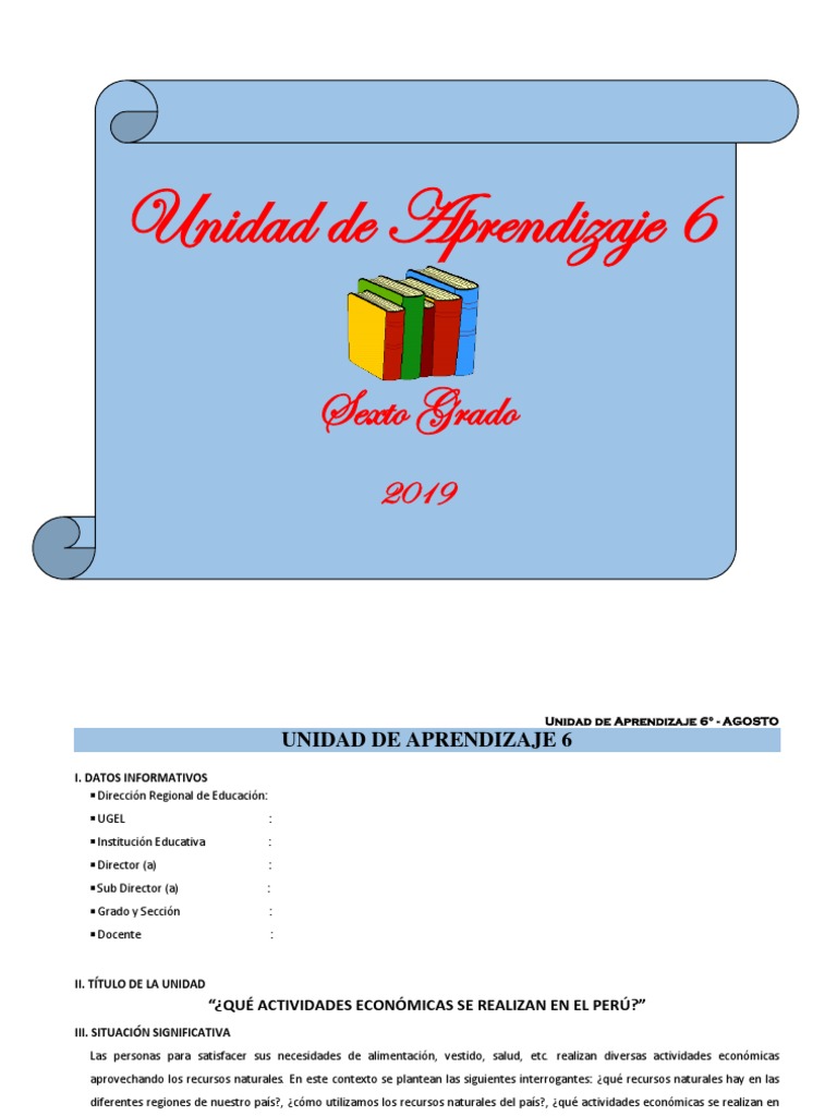 Unidad de Aprendizaje 6: Agosto Primaria | PDF | Decimal | Economias