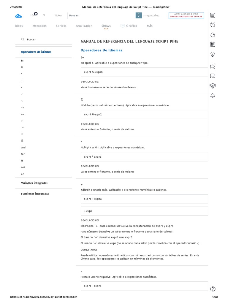 Manual de referencia de Pine Script | PDF | Corona noruega | Álgebra de ...