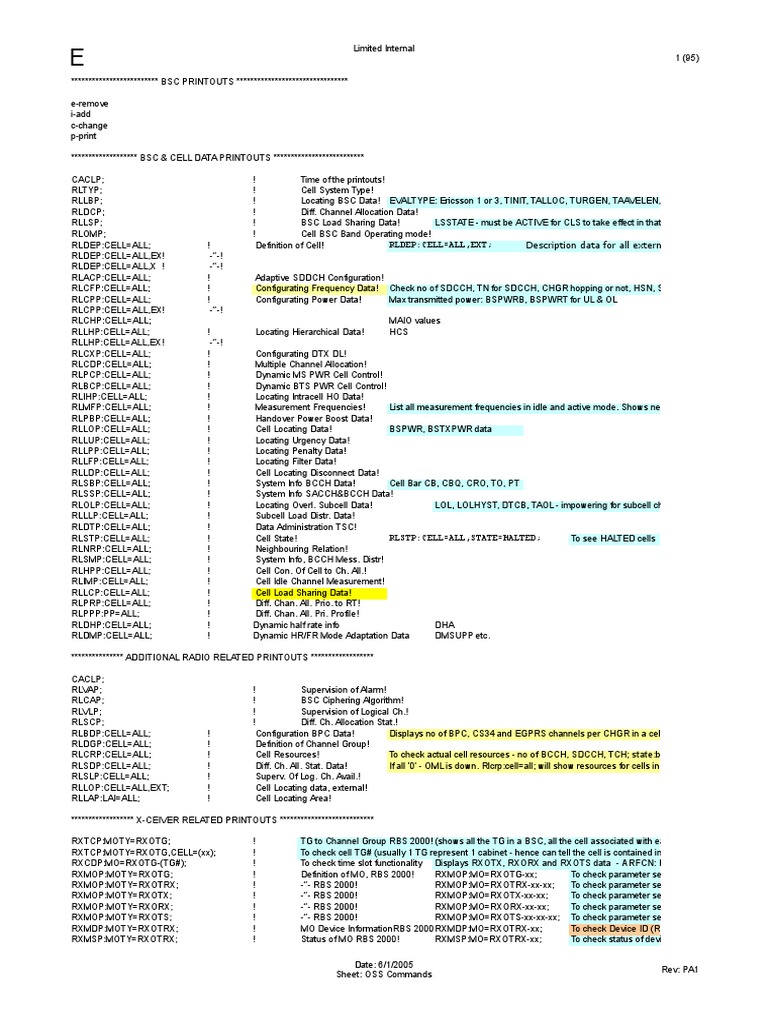 BSC OSS Command Printouts Guide | PDF | Networks | Radio Technology