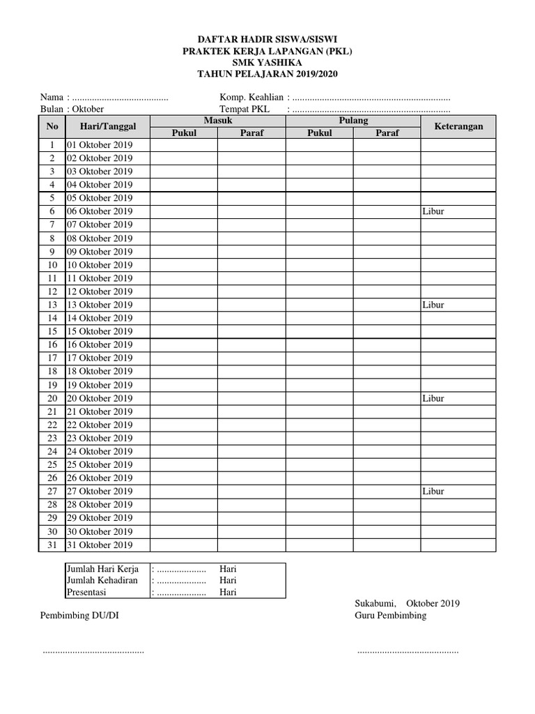 Absensi Pkl Pdf