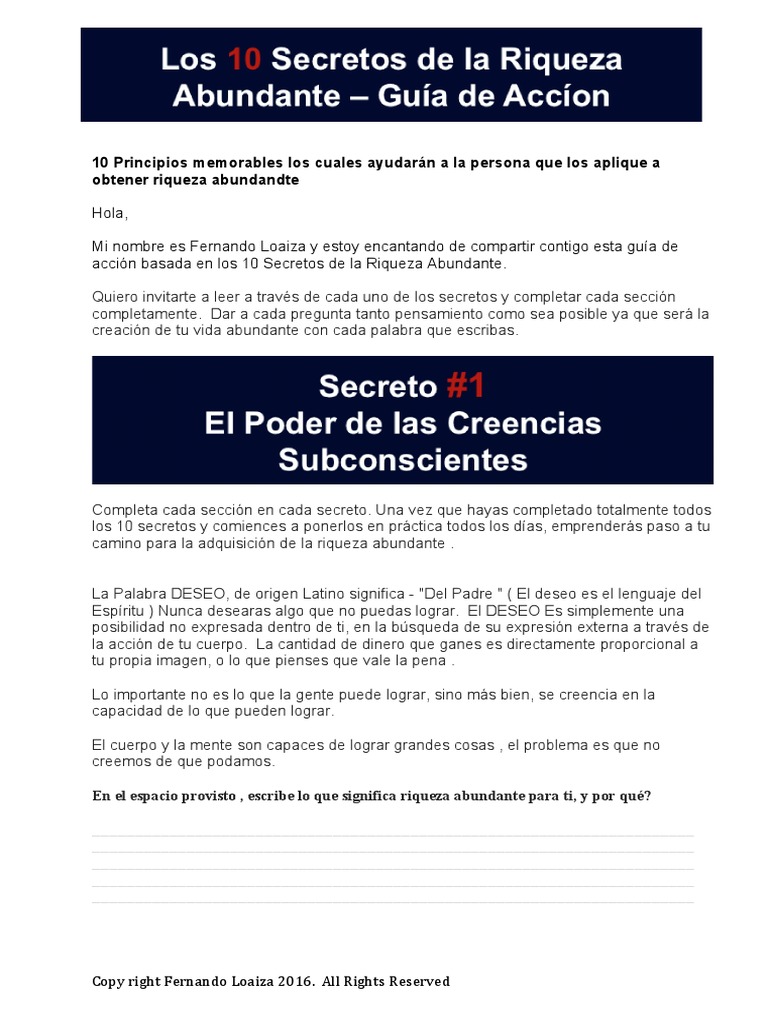 10 Secretos para la Riqueza Abundante | PDF | Vida | Presupuesto