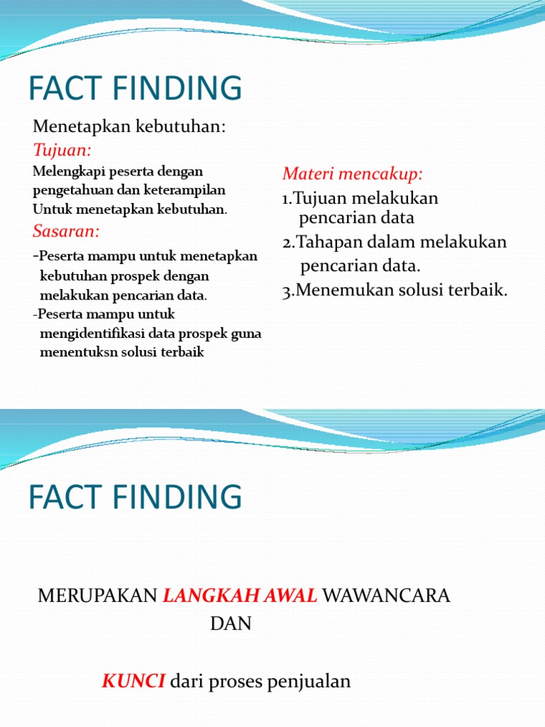 Proses dan Tujuan Fact Finding | PDF | Karier & Perkembangan