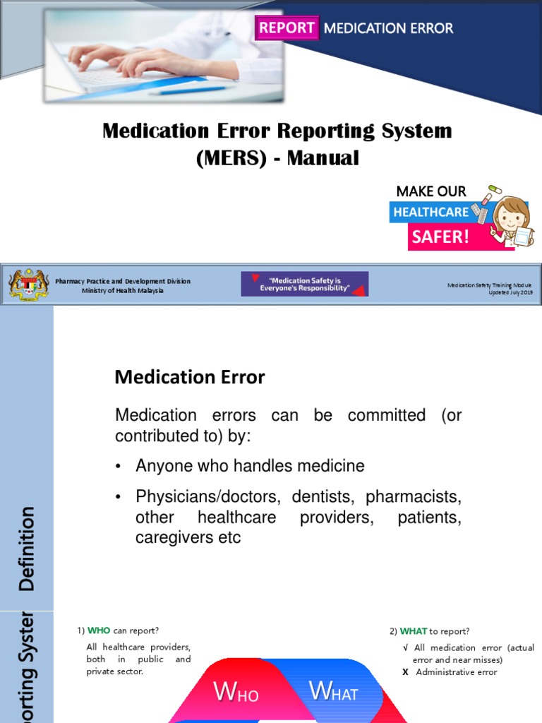 TrainingModuleMERS (Manual Reporting) PDF Medical Error Pharmacy