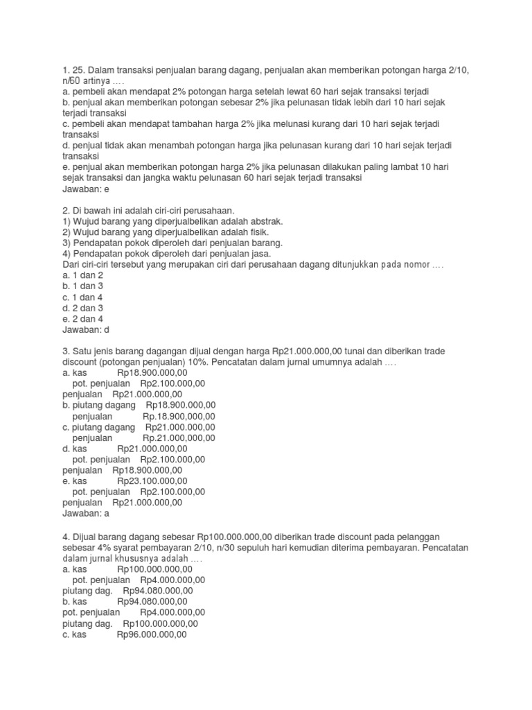 Soal Ekonomi Kelas Xii Sem 1