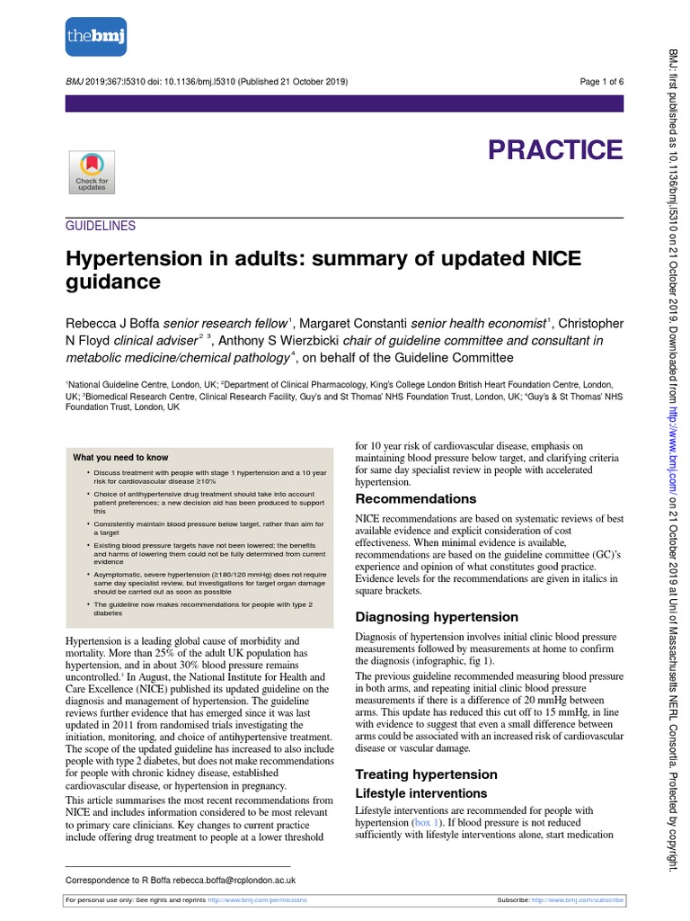 HTA Nice BMJ | PDF | Hypertension | Blood Pressure