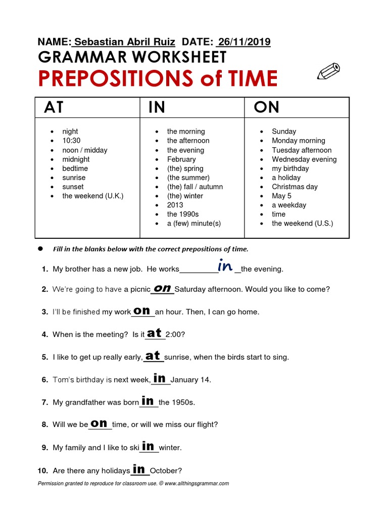 Atg Worksheet Preptimehoy | PDF | Workweek And Weekend