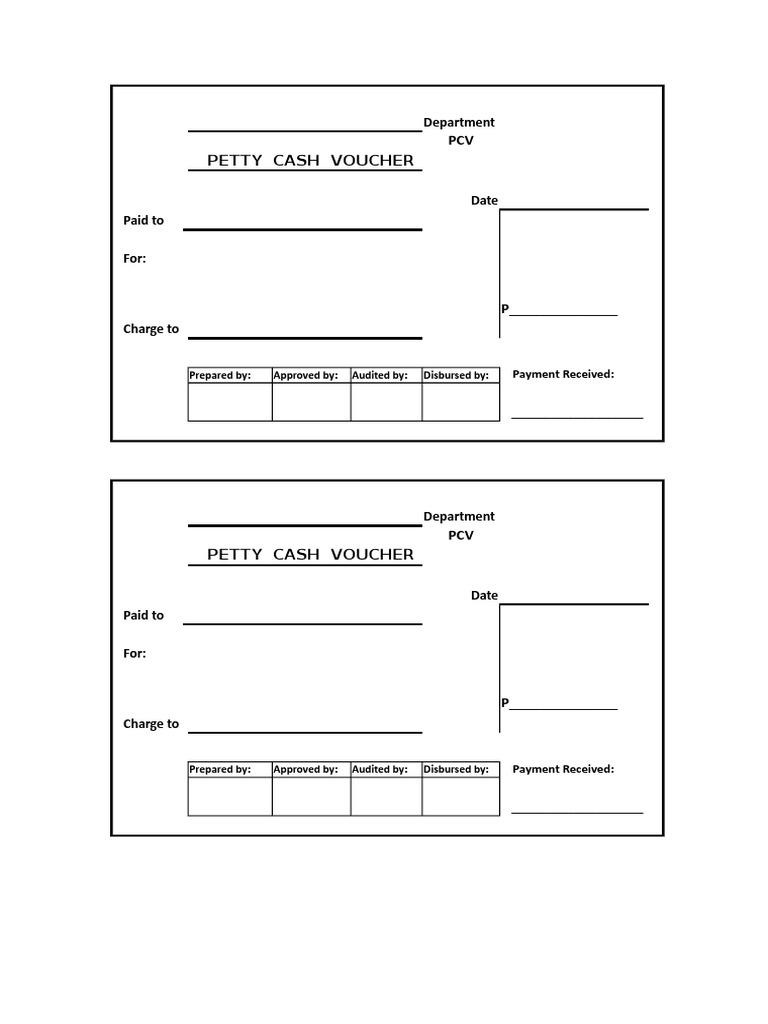 Petty Cash Voucher Template Collection